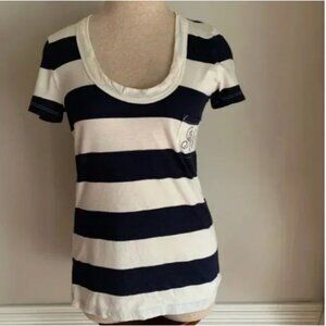 Juicy Couture Striped Scoop Neck T-Shirt Size Medium